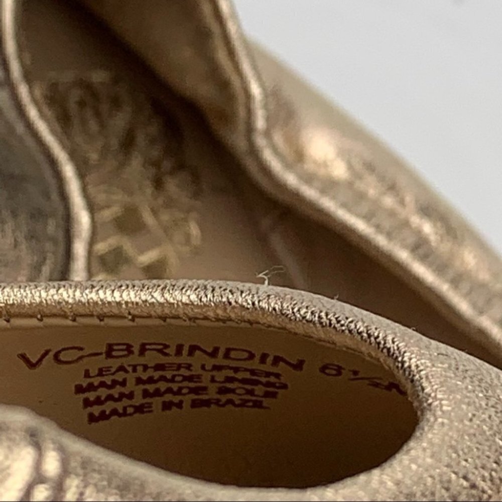 New Vince Camuto ballet flats Brindin sz 6.5 Egyptian gold leather square toe - Picture 11 of 13